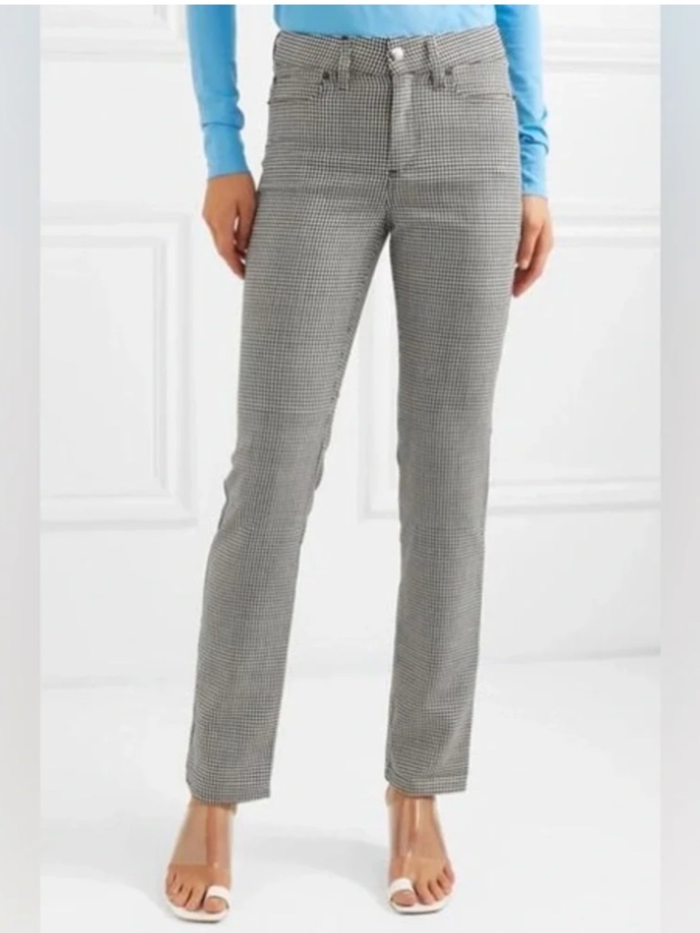 Simon Miller Tama Black & White Houndstooth Slim Straight Wool Pants Size 2